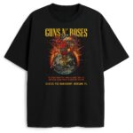 przód koszulki Guns N' Roses Europe Tour 2025 z grafiką planety