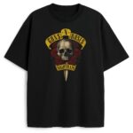 t-shirt Guns N' Roses Nightrain z czaszką, różami i nożem