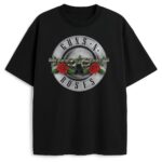 Czarny T-shirt z Logo Guns N' Roses – wersja srebrna