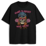 Koszulka Guns N' Roses Was Here z grafiką czaszki i róż
