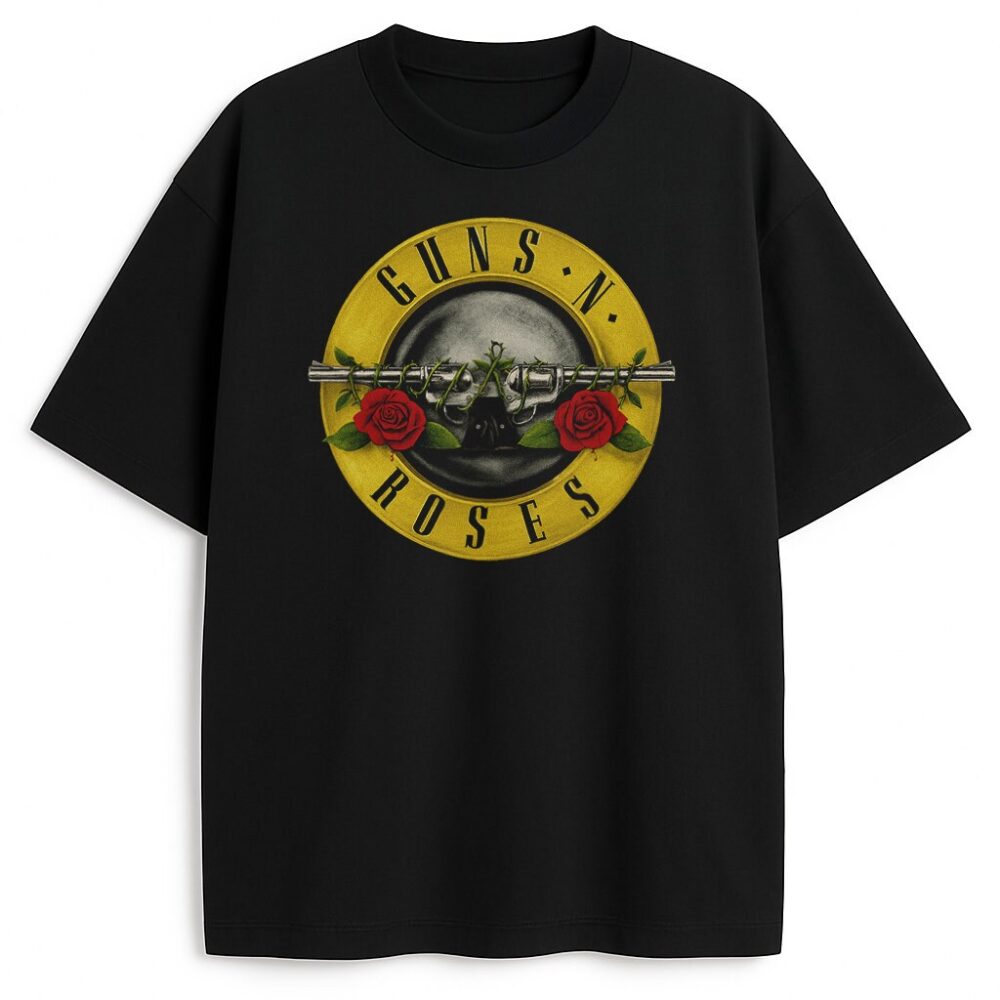 Koszulka Guns N' Roses z żółtym logo – wersja czarna