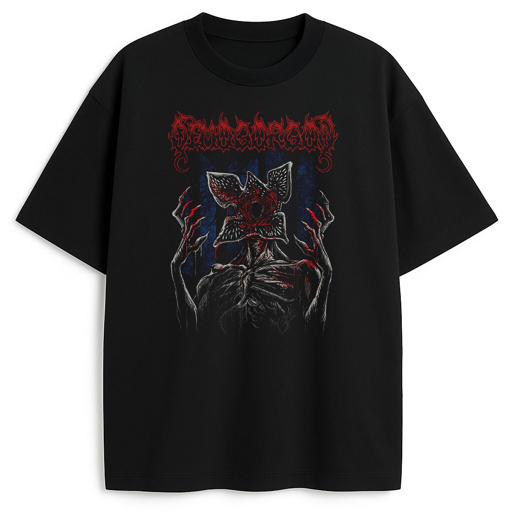T-shirt Stranger Things Demogorgon – czarna koszulka z mrocznym nadrukiem potwora