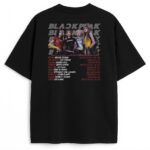 Czarny T-shirt Blackpink Jump World Tour z tyłu i listą dat tour