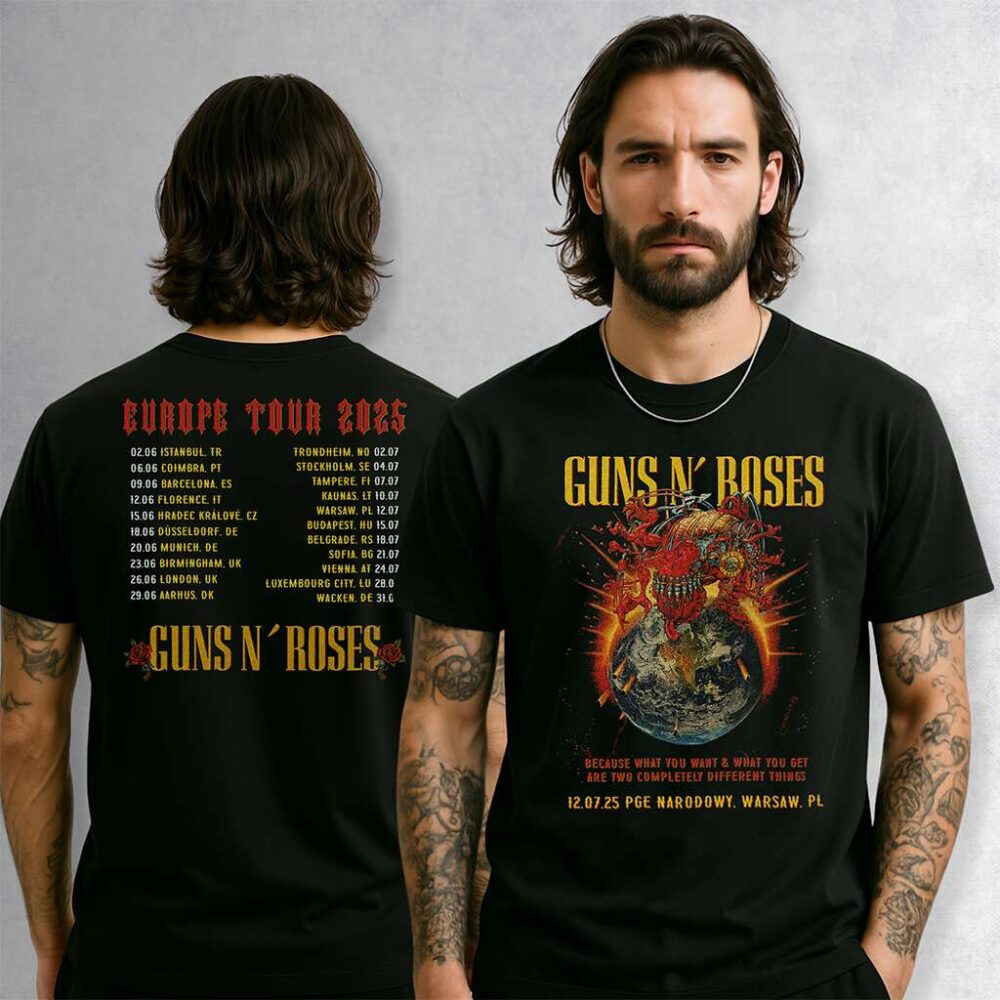 T-shirt dwustronny Guns N' Roses Europe Tour 2025 — zdjęcie 4
