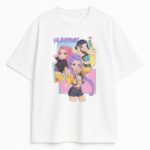 T-shirt K-pop Demon Hunters Anime Pastel biały z postaciami Huntrix