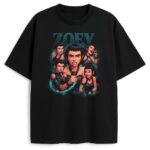 T-shirt Huntrix Bootleg Zoey z wyrazistą grafiką postaci Zoey z kreskówki K-pop Demon Hunters