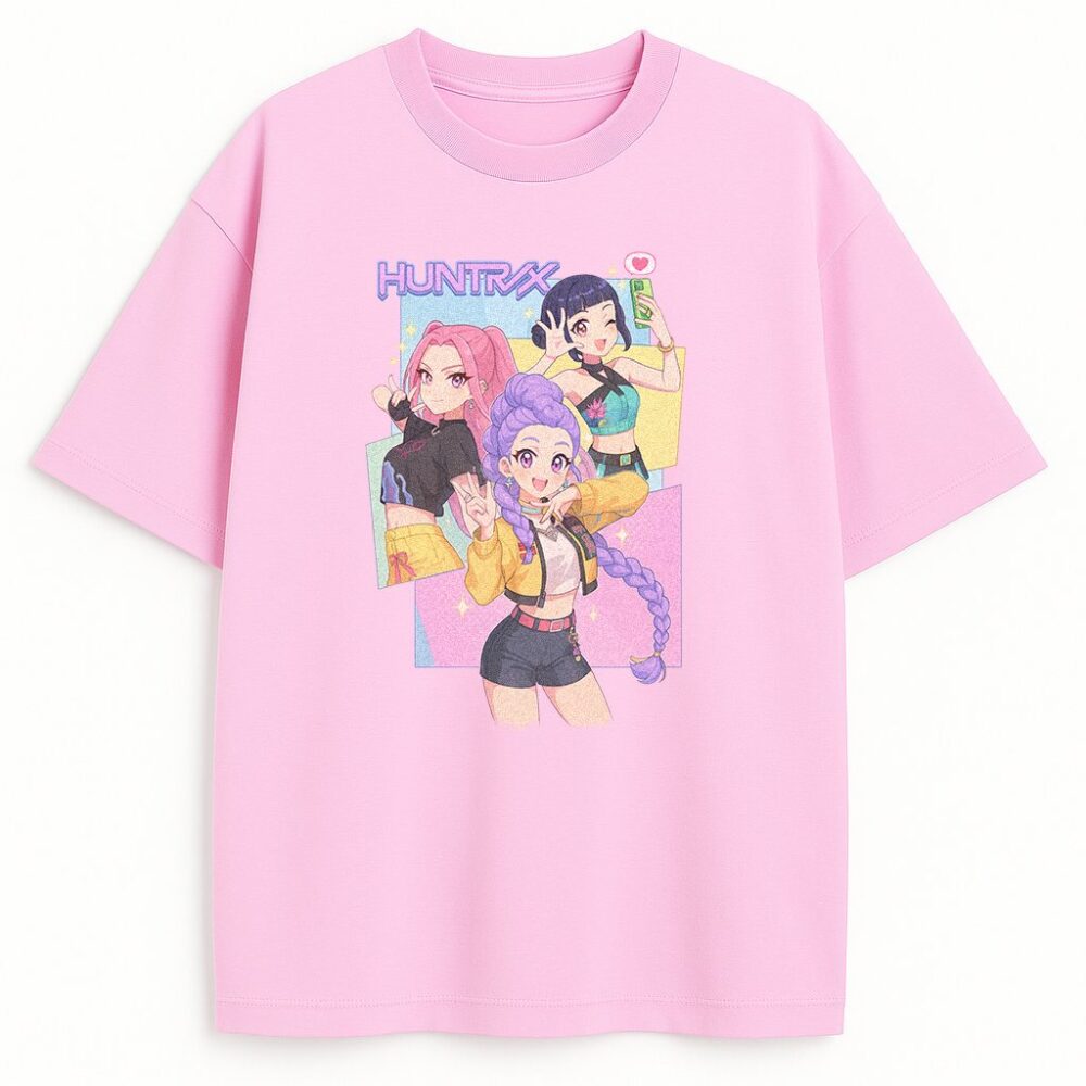 Koszulka Huntrix Anime Pastel różowa – pastelowy T-shirt K-pop