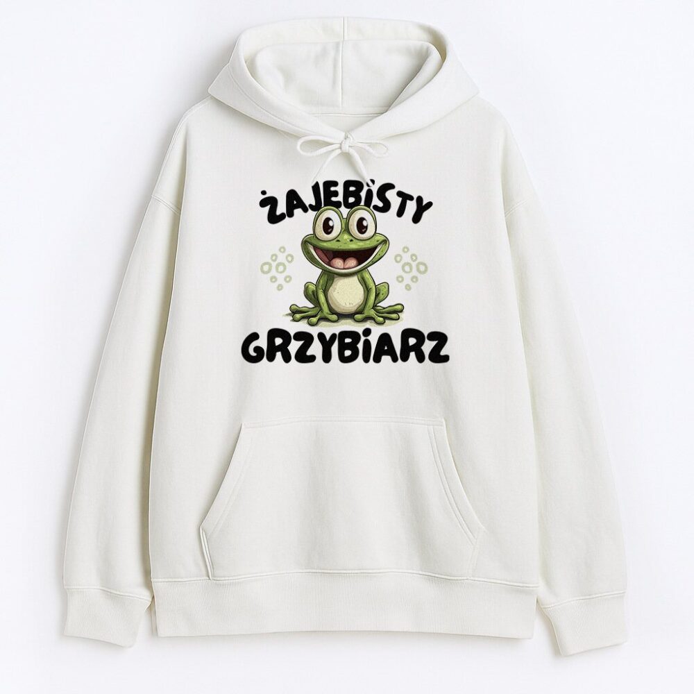 Bluza Żajebisty Grzybiarz - żaba na środku i duży napis