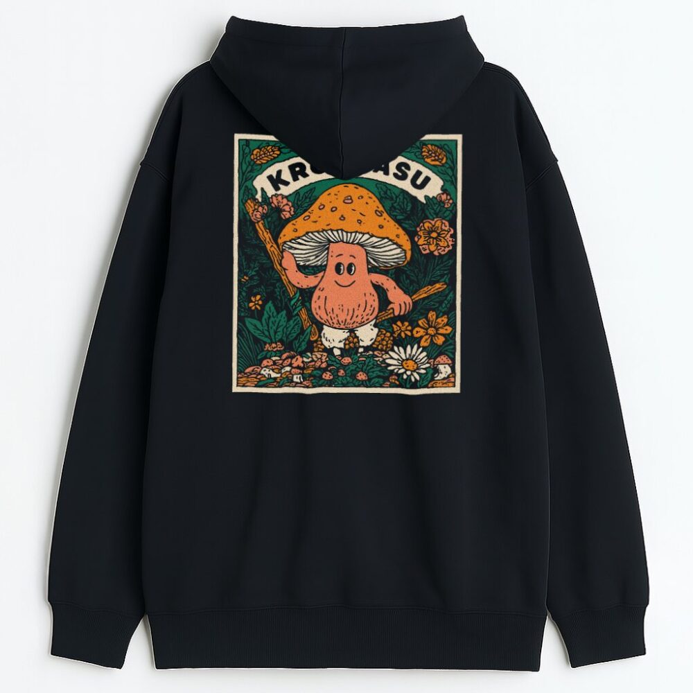 Czarny kolor - tył z dużą ilustracją roślinną