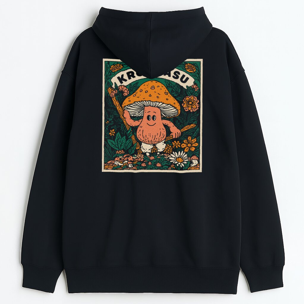 Czarny kolor - tył z dużą ilustracją roślinną