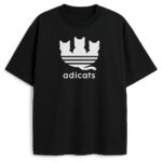 T-shirt Adicats czarny z białym kocim logo