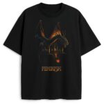 Czarna koszulka ze smokiem i napisem FEMINISM - vintage 90s graphic tee