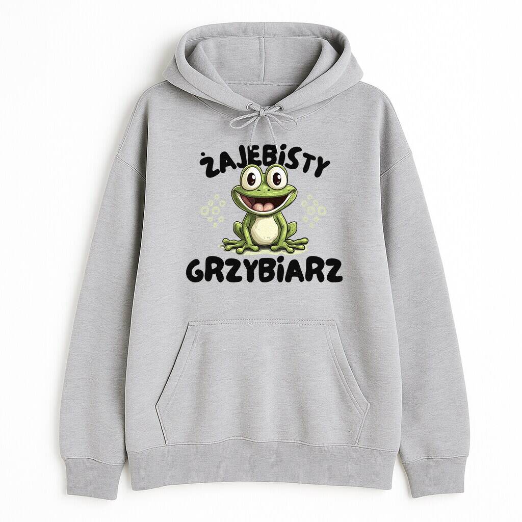 Przód z rysunkową żabą w centrum i literami w dwóch rzędach