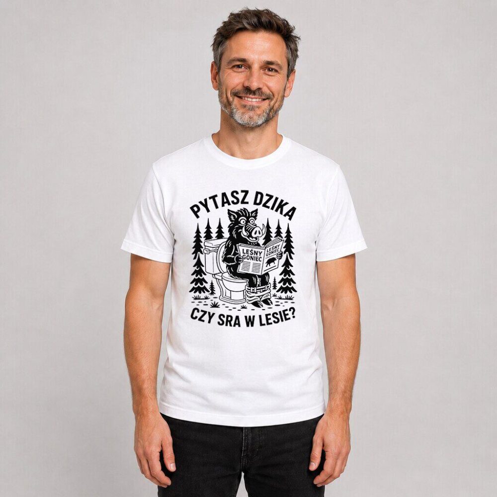 T-shirt Pytasz Dzika Czy Sra w Lesie — zdjęcie 4
