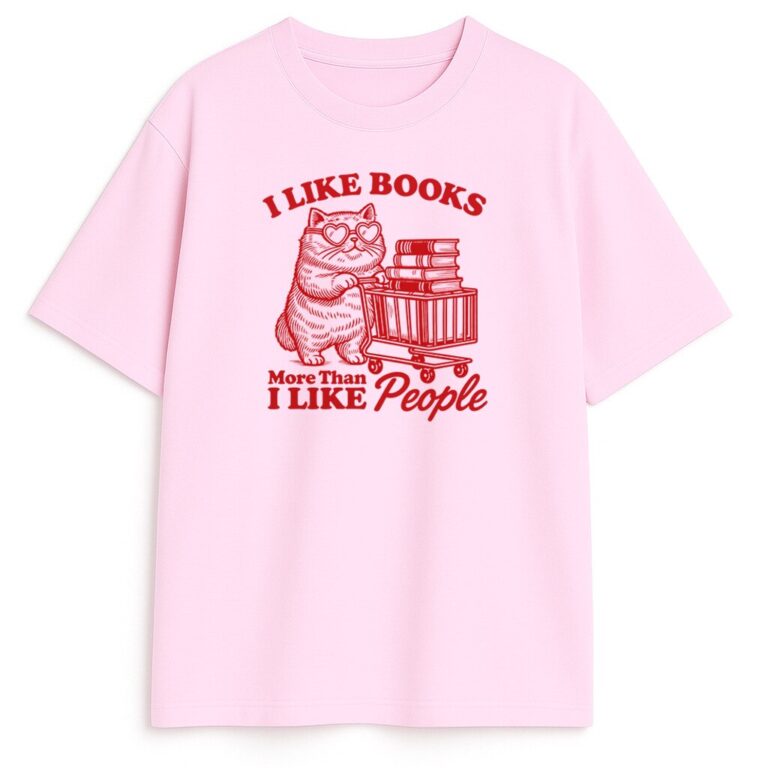 T-shirt z Kotem I Like Books