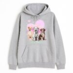 szara bluza z kapturem dogs emotional center z nadrukiem trzech piesków