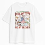 Biała koszulka z retro nadrukiem Eleven i napisem Full of Tens