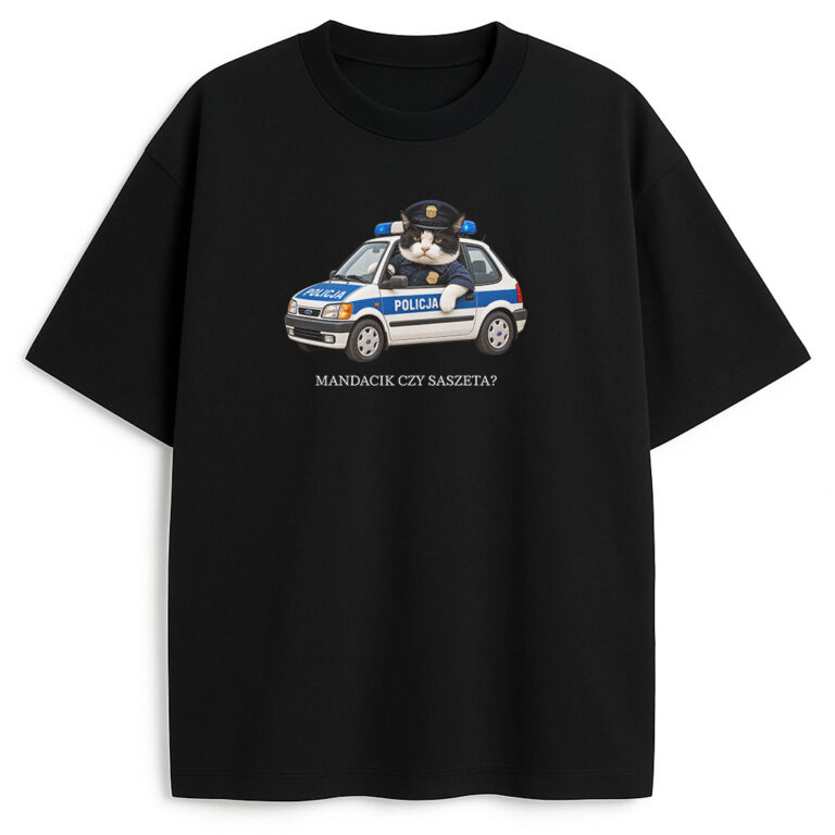 T-shirt z Kotem Policjantem Mandacik czy Saszeta