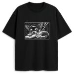czarny t-shirt chihuahua z kontrastowym nadrukiem psa