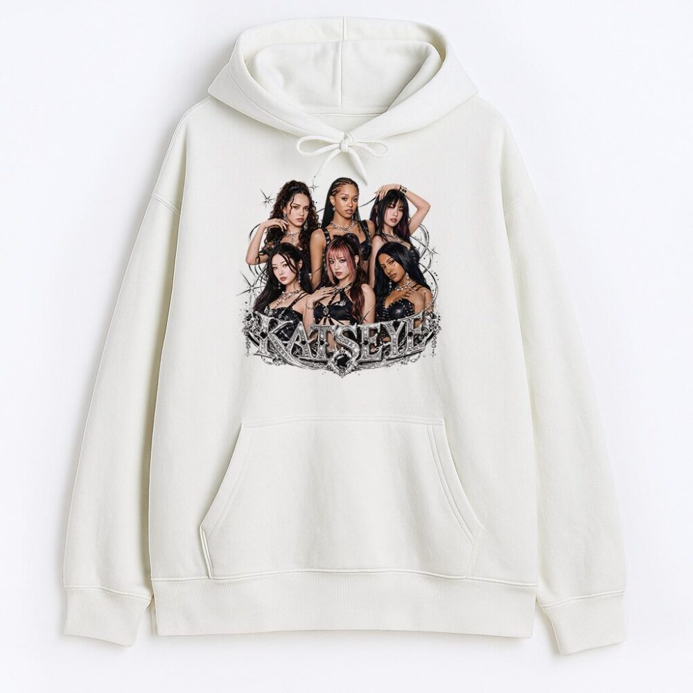 Bluza z kapturem Katseye Silver K-pop — zdjęcie 3