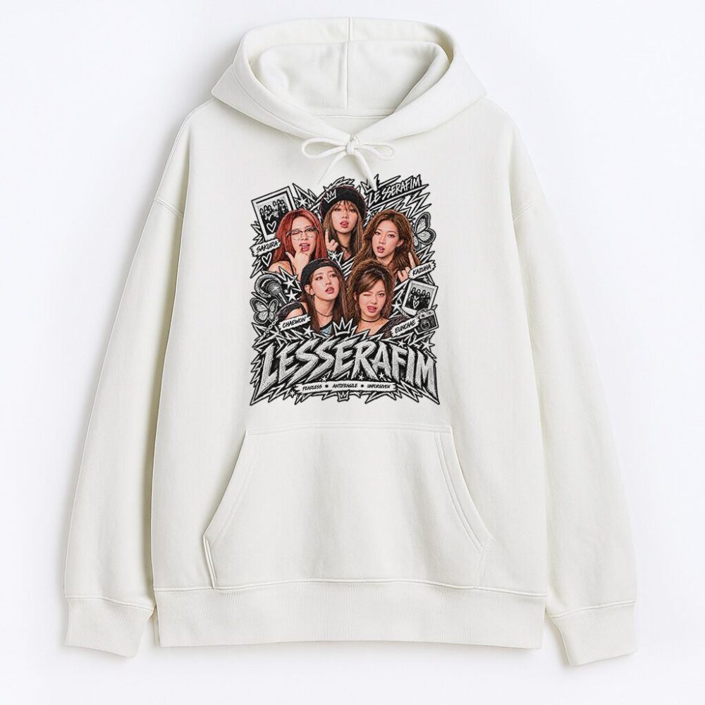 Bluza z kapturem Le Sserafim K-pop Silver — zdjęcie 3