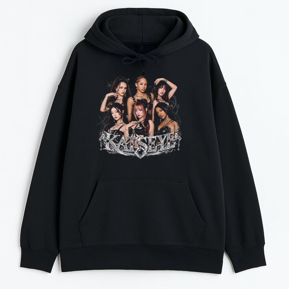 Bluza z kapturem Katseye Silver K-pop — zdjęcie 1