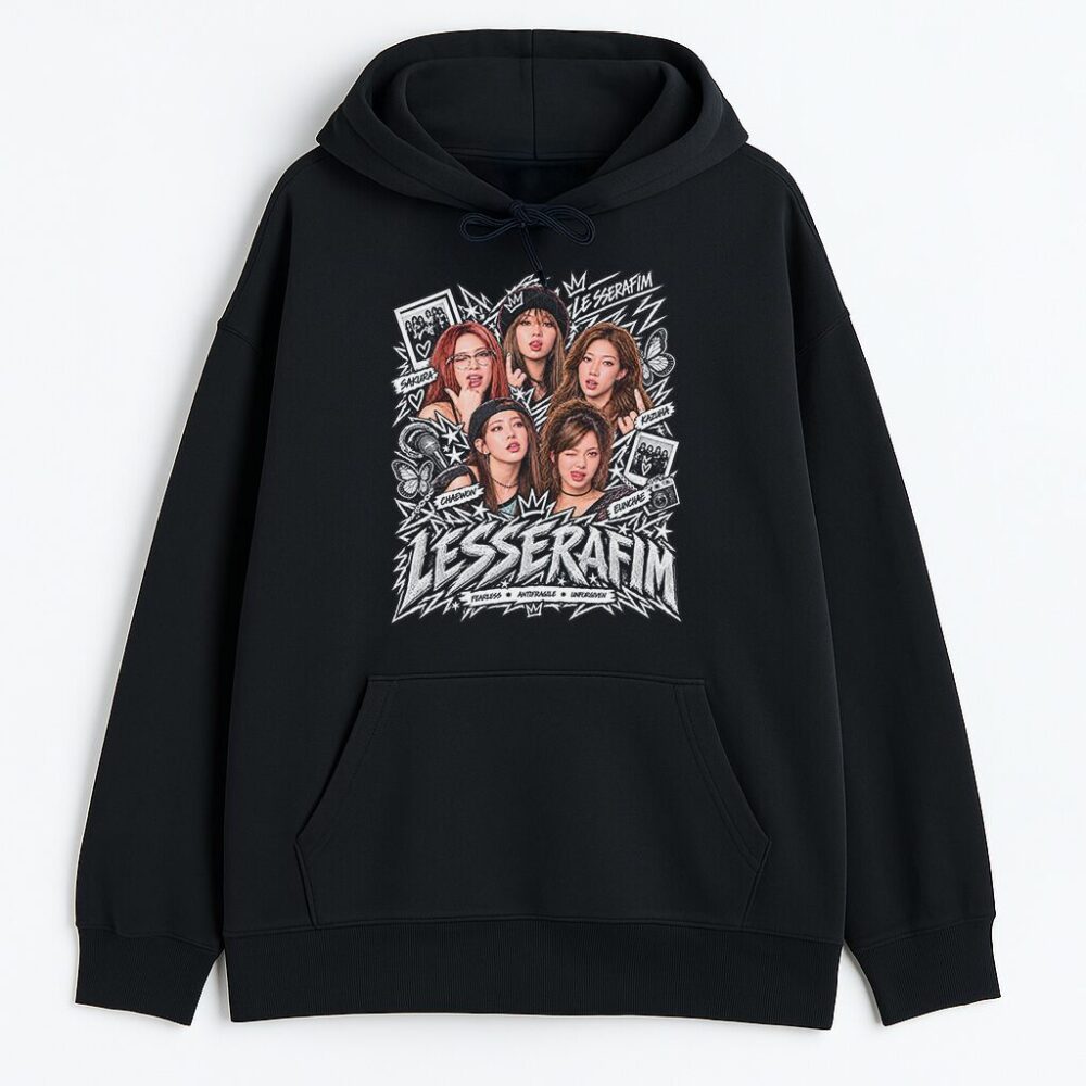 Bluza z kapturem Le Sserafim K-pop Silver — zdjęcie 1