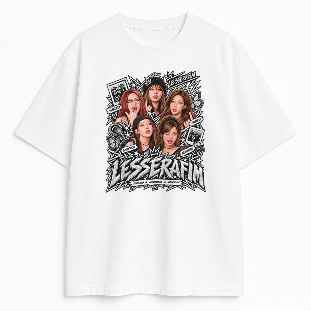 T-shirt Le Sserafim K-pop Silver — zdjęcie 2