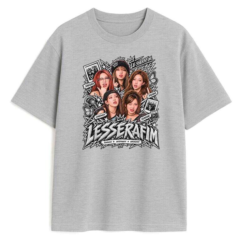 T-shirt Le Sserafim K-pop Silver