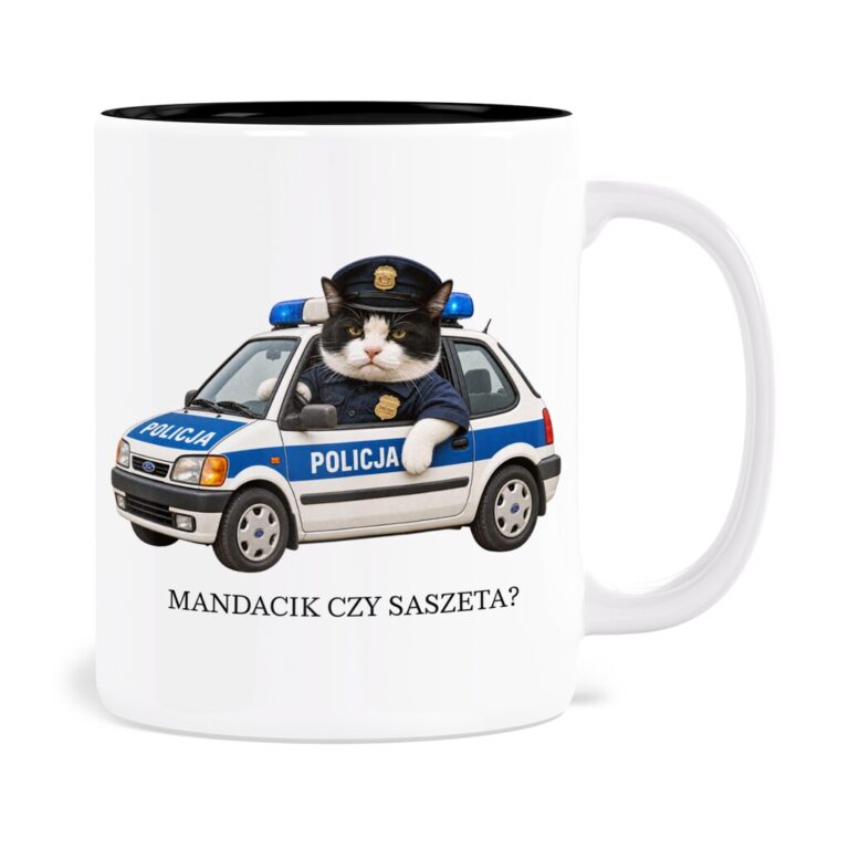 Kubek z Kotem Policjantem Mandacik czy Saszeta