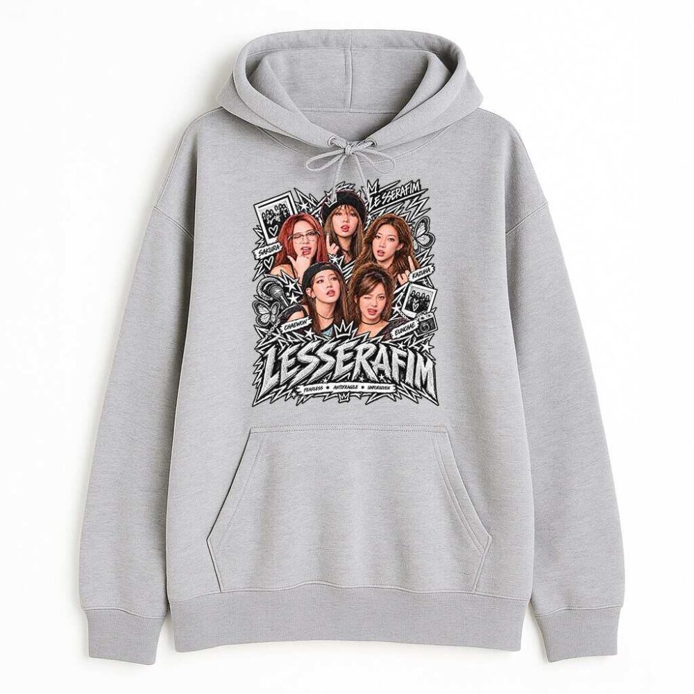 Bluza z kapturem Le Sserafim K-pop Silver — zdjęcie 2