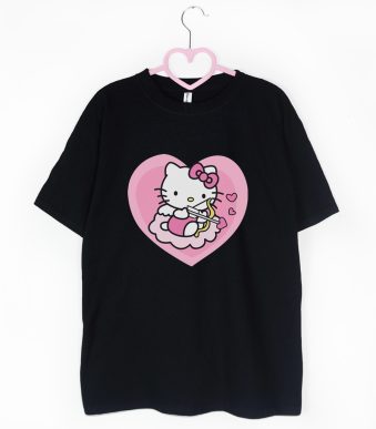 czarna koszulka hello kitty love