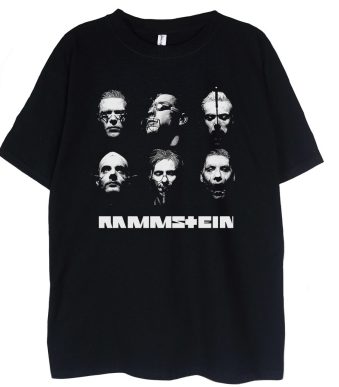 t-shirt czarny z grafiką Rammstain Głowy