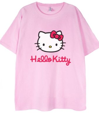 różowa koszulka hello kitty face